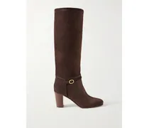 Pattie 75 Buckle-embellished Suede Knee Boots - Brown