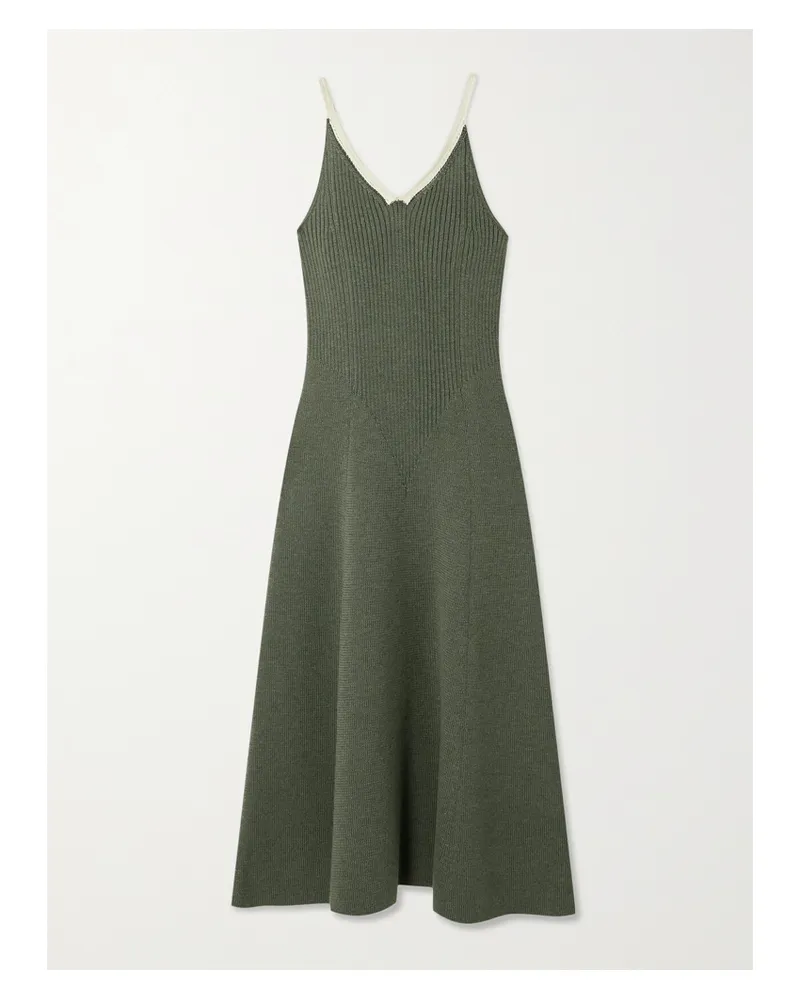 Loewe Midikleid Aus Gerippter Wolle - Grün Grün