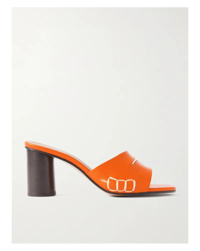 J.W.Anderson Loafer Mules Aus Leder Mit Details Im Überwendlichstich - Orange Orange