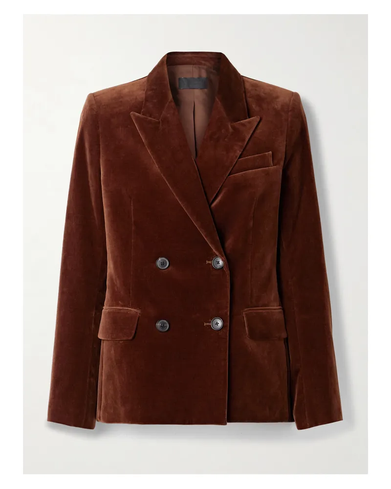 Nili Lotan Doppelreihiger Blazer Aus Samt Aus Einer Baumwollmischung - Braun Braun