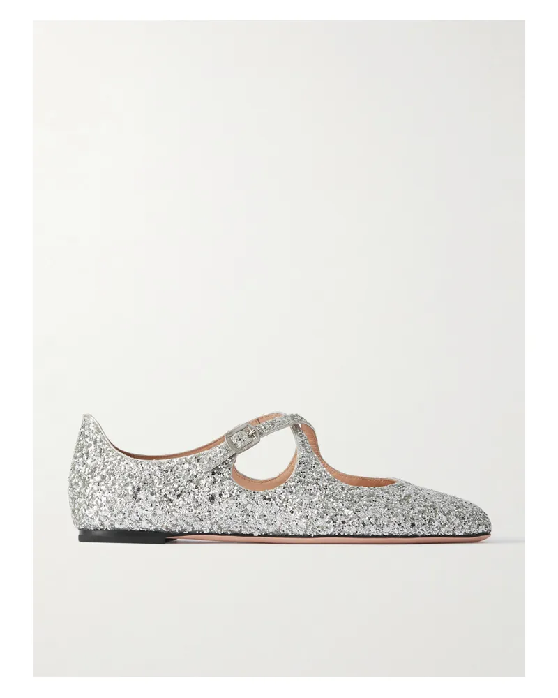 Bally Beliska Ballerinas Aus Metallic-leder Mit Glitter-finish - Silber Silber