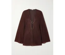 Lumière Embellished Metallic Stretch-knit Kaftan - Brown