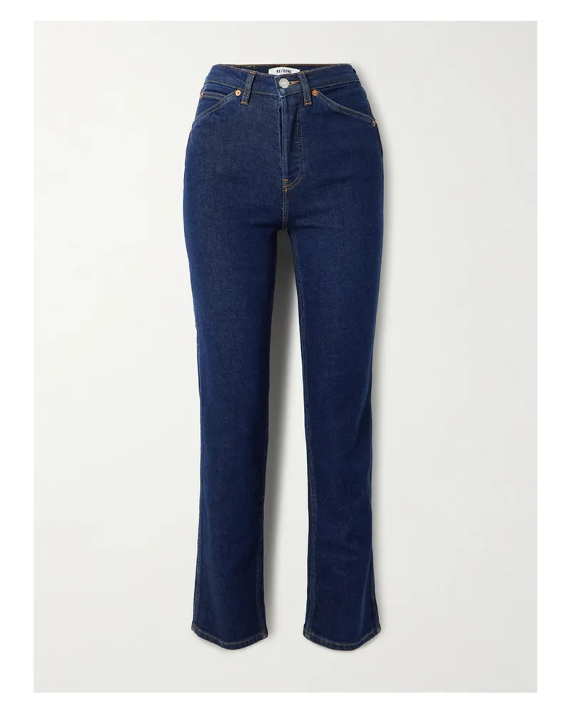 RE/DONE Painter Stove Pipe Hoch Sitzende Jeans Mit Geradem Bein - Blau Blau