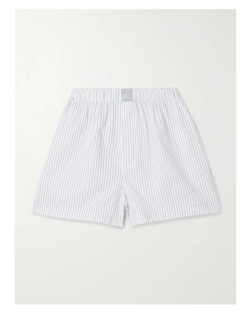 SKIMS Boxer Shorts Aus Gestreifter Baumwollpopeline - Designerfarbe: Zen Blue Stripe - Blau Blau