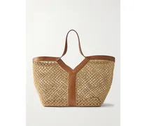 Loulou Leather-trimmed Woven Raffia Tote - Brown