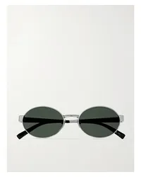 Saint Laurent farbene Sonnenbrille mit Ovalem Rahmen Silber