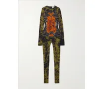 Jumpsuit Aus Bedrucktem Mesh - Orange