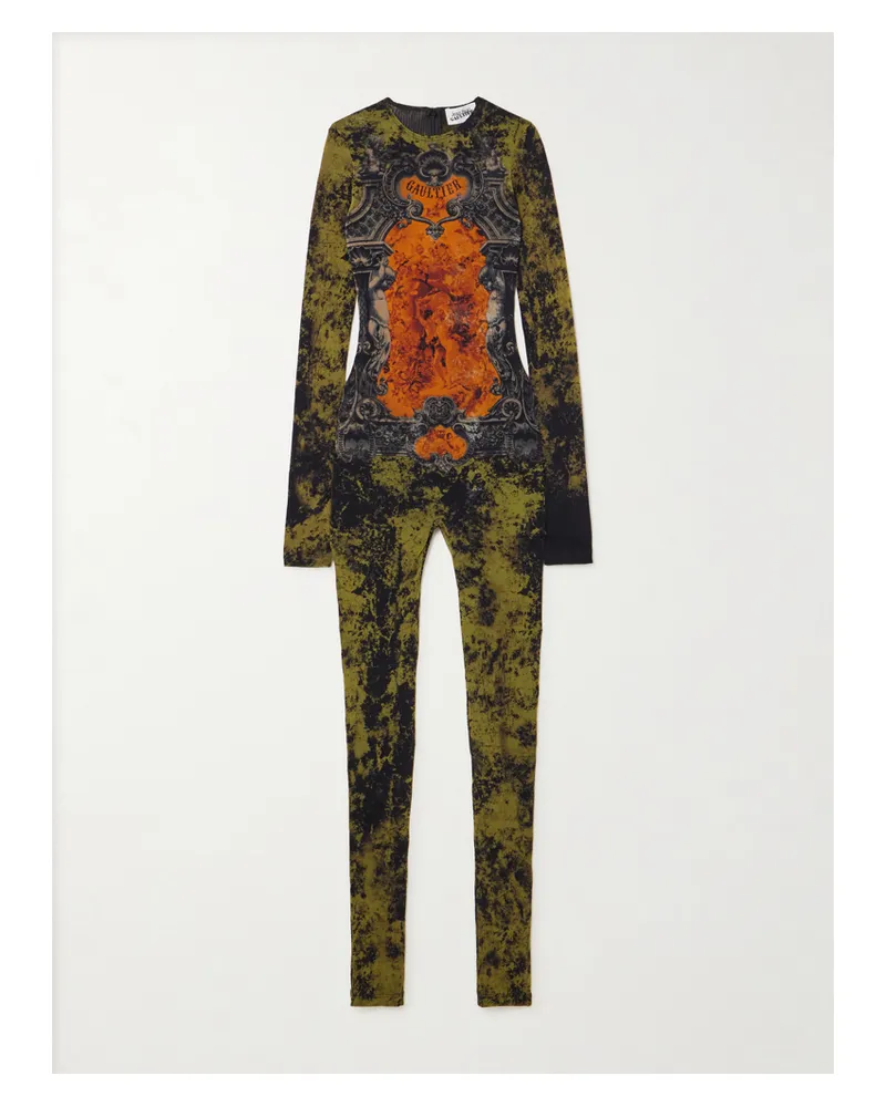 Jean Paul Gaultier Jumpsuit Aus Bedrucktem Mesh - Orange Orange