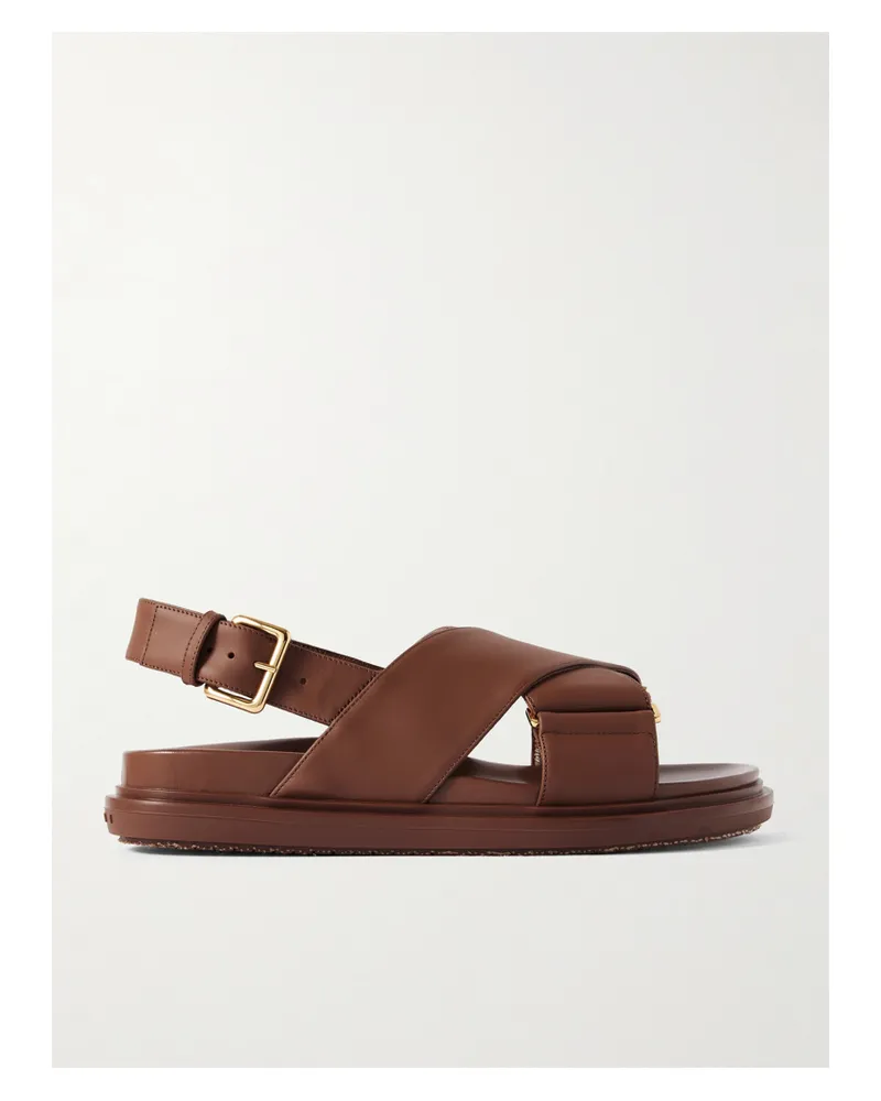 Marni Fussbett Slingback-sandalen Aus Leder - Braun Braun