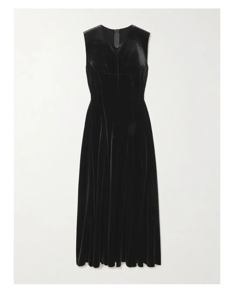 Norma Kamali Grace Midikleid Aus Stretch-samt - Schwarz Schwarz