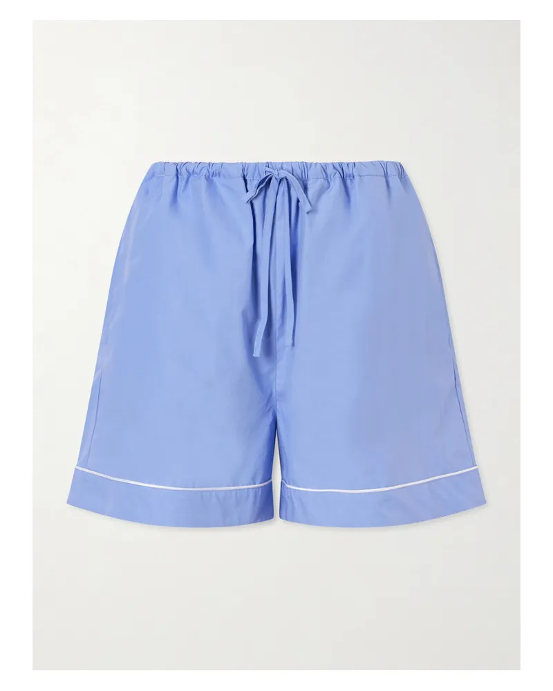 Róhe Jam Cotton-poplin Shorts - Blue Blue