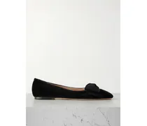 Bowow Cutout Velvet Ballet Flats - Black