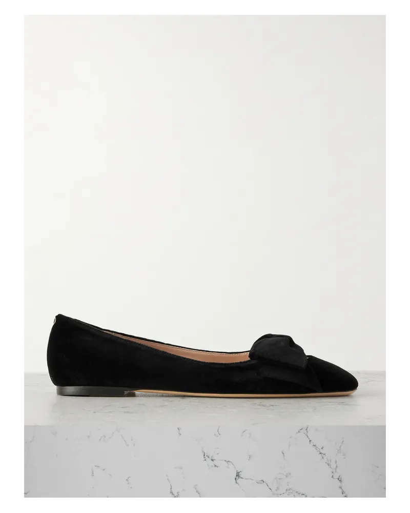 Valentino Garavani Bowow Cutout Velvet Ballet Flats - Black Black
