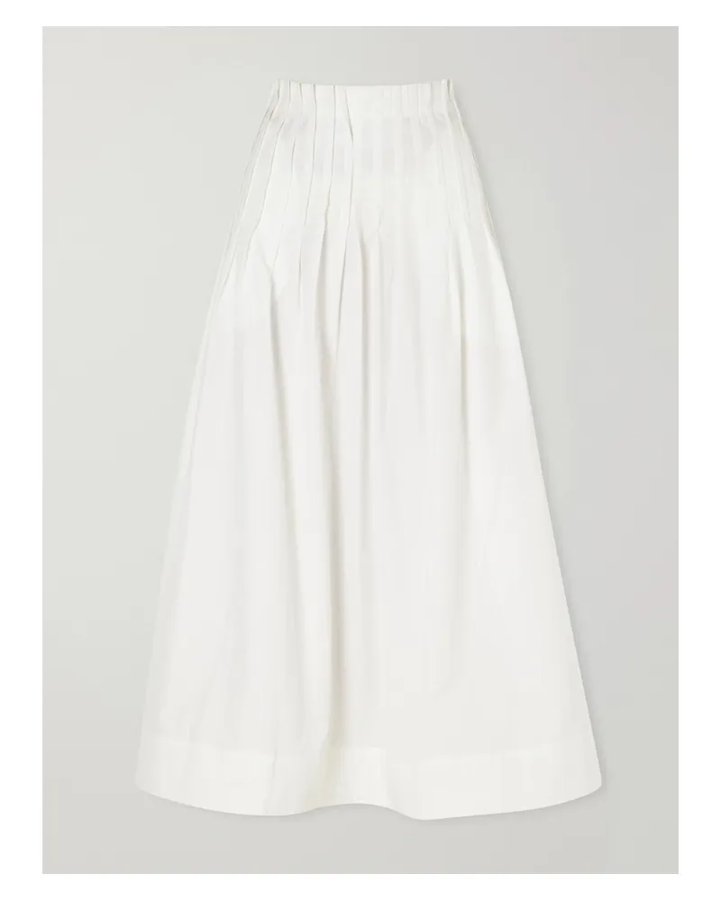 Róhe Pleated Cotton-poplin Maxi Skirt - White White