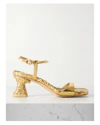 Cult Gaia Javiera Sandalen aus Raffiabast und Metallic-leder Gold