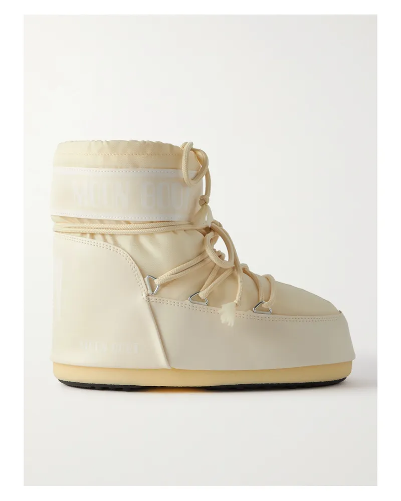 Moon Boot Icon Low Shell And Faux Leather Snow Boots - Cream Cream