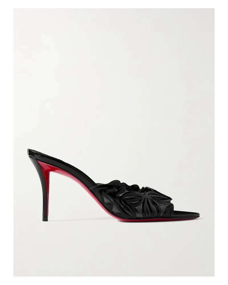 Christian Louboutin Apostropha Petunia 80 Mules aus Lackleder und Pvc Schwarz