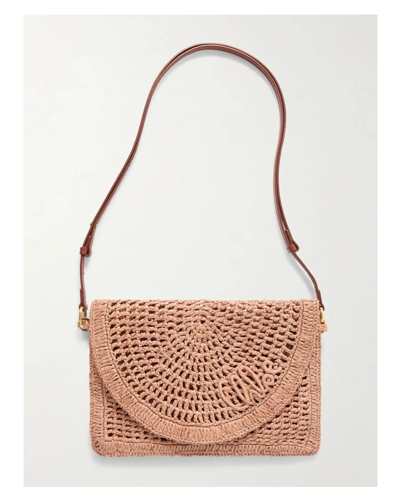 Chloé Made For A Woman The Summer Banana Schultertasche Aus Raffiabast Mit Lederbesätzen - Neutral Neutral