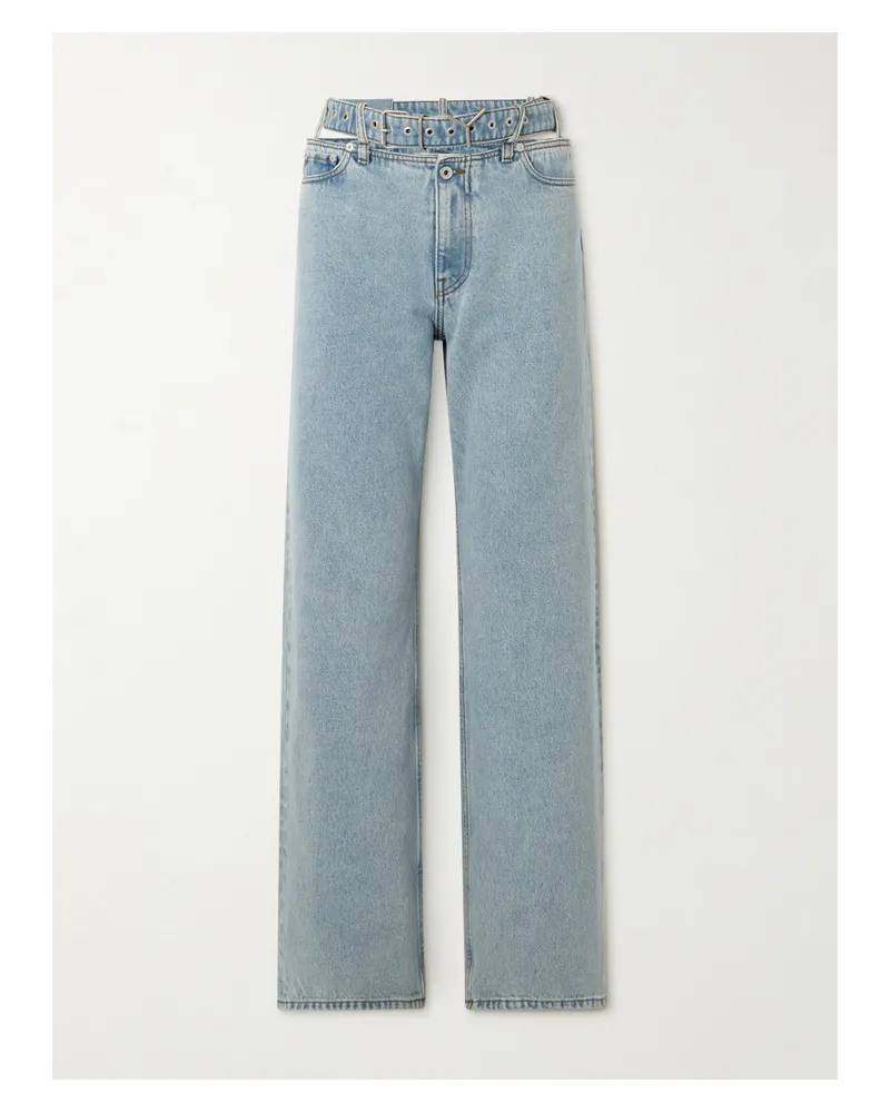 Y/PROJECT Evergreen Hoch Sitzende Jeans Mit Geradem Bein Aus Bio-denim Mit Gürtel Und Cut-outs - Blau Blau