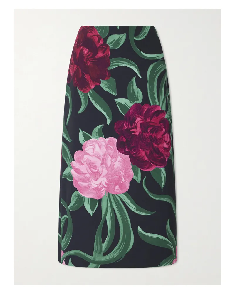 La DoubleJ Printed Satin Maxi Skirt - Green Green