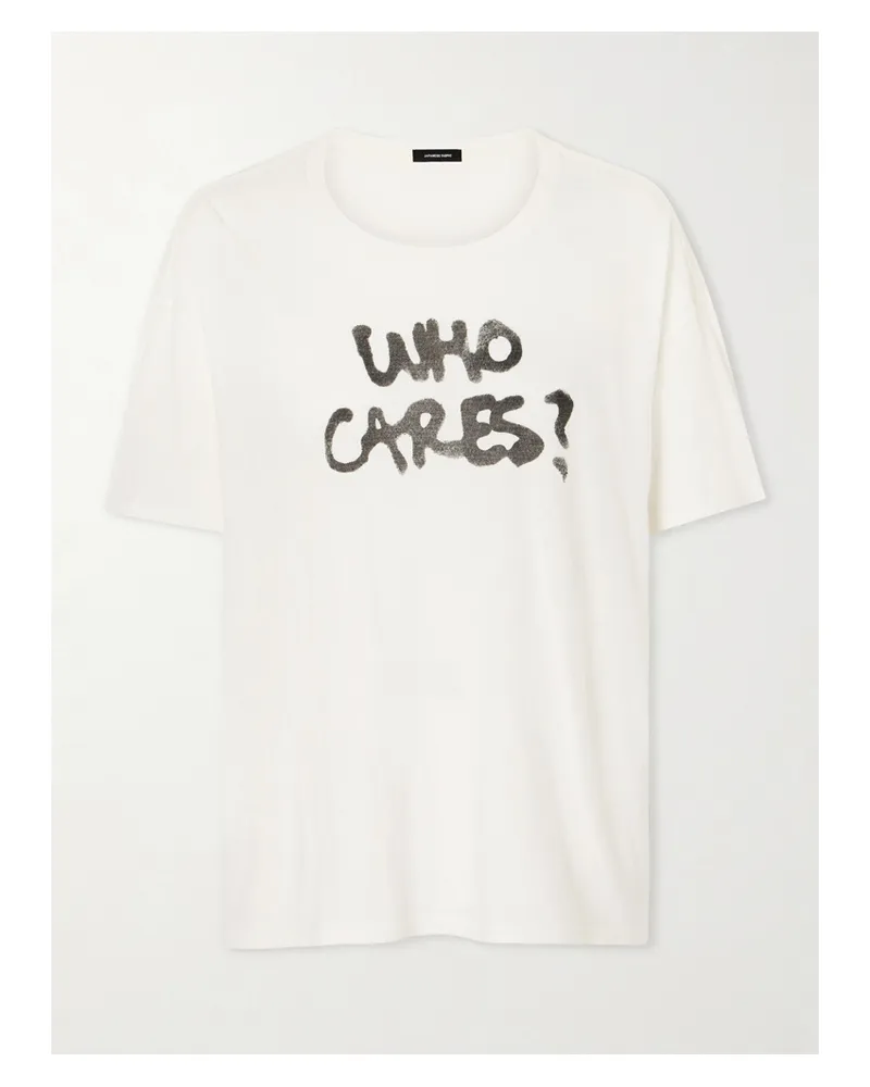 R13 Printed Cotton And Cashmere-blend T-shirt - White White