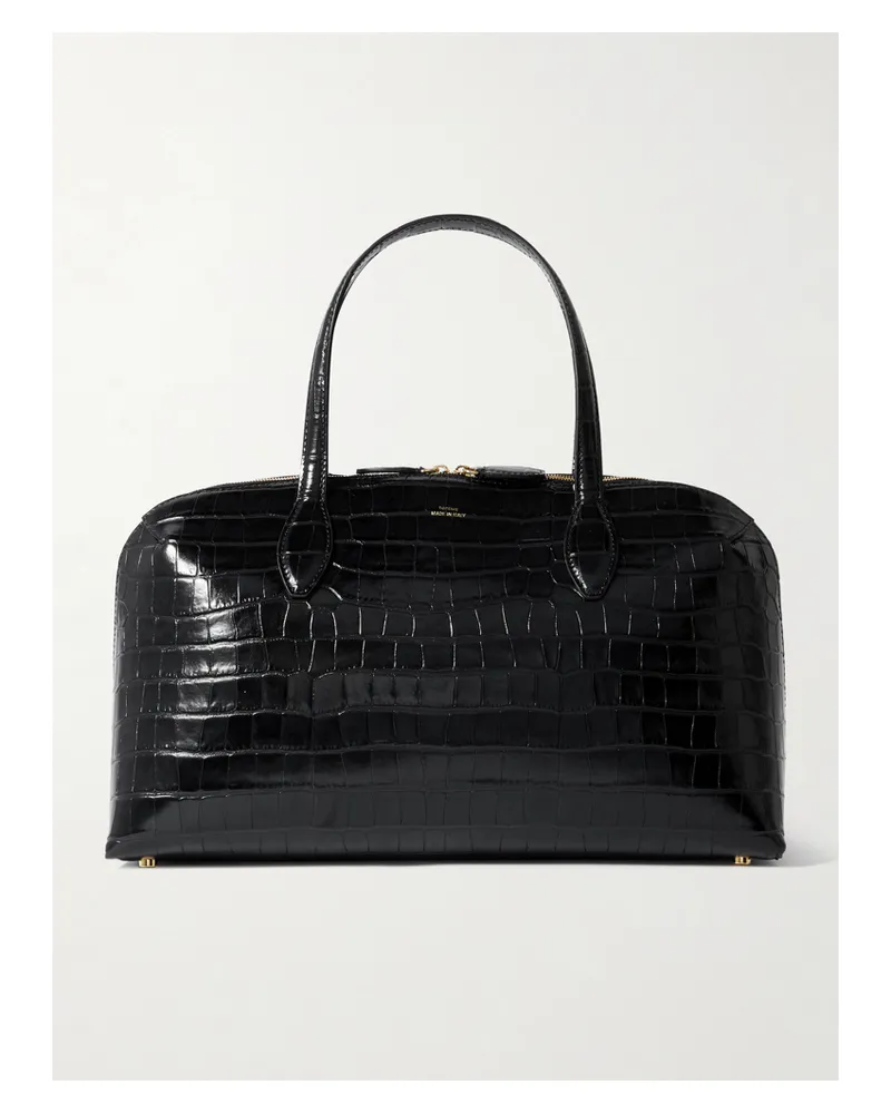 Totême Croc-effect Leather Tote - Black Black