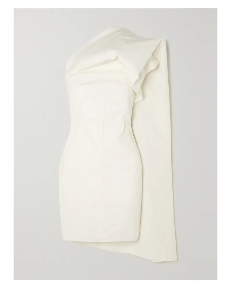 Rick Owens Aphrodite Asymmetrisches Minikleid Aus Cloqué Mit Cape-effekt - Weiß Weiß