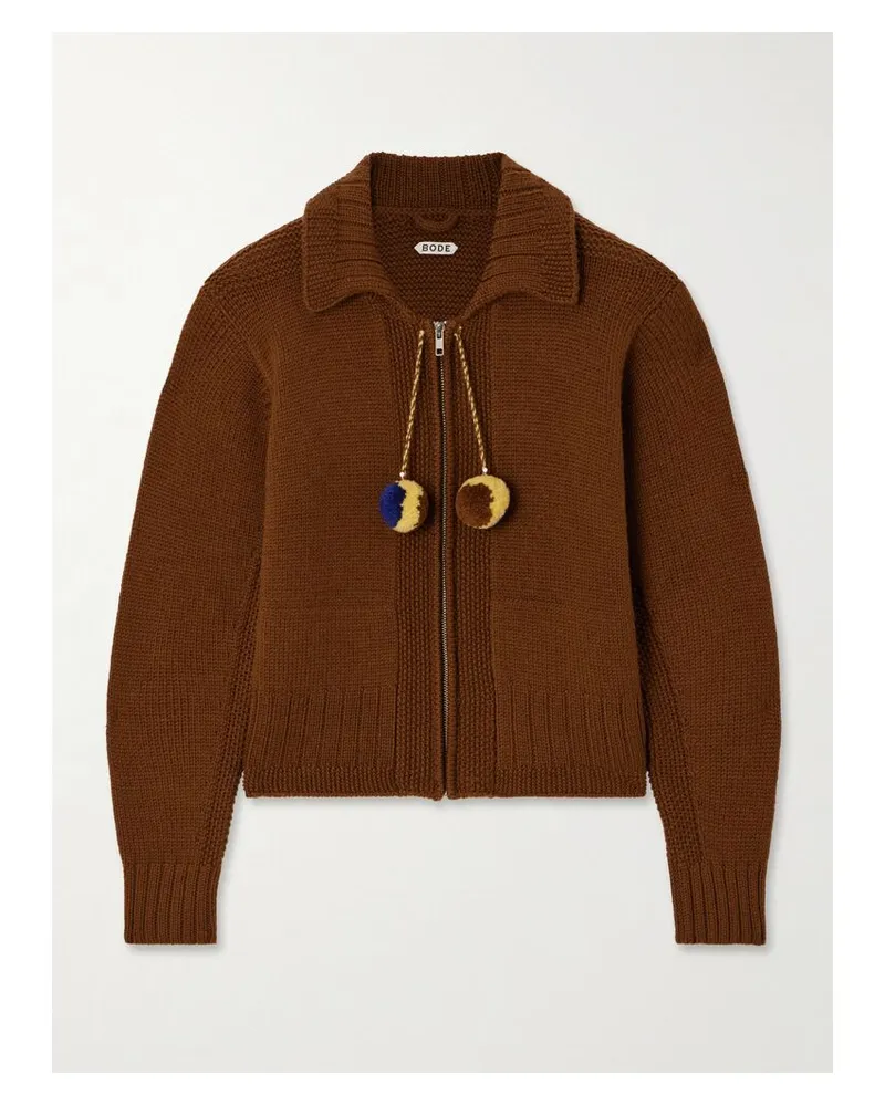 BODE Marion Cardigan Aus Wolle Mit Pompons - Braun Braun