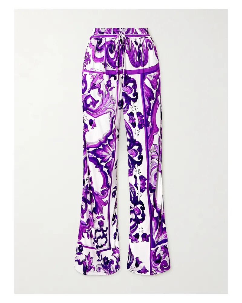 Dolce & Gabbana Hose Mit Weitem Bein Aus Bedrucktem Jersey - Lila Lila