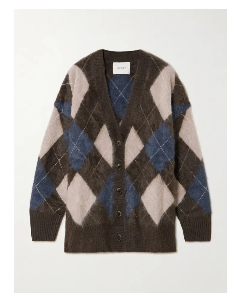 Lisa Yang Elaria Cardigan Aus Gebürstetem Kaschmir In Jacquard-strick Mit Argyle-muster - Braun Braun