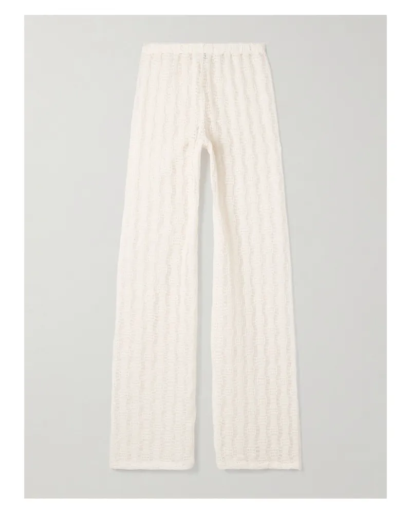 Sara Cristina Schlaghose Aus Einer Baumwollmischung In Lochstrick - Creme Creme