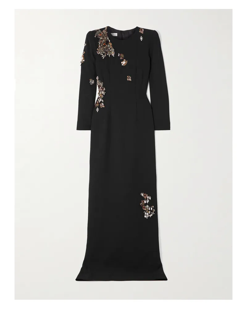 Dries van Noten Robe Aus Crêpe Mit Verzierungen - Schwarz Schwarz