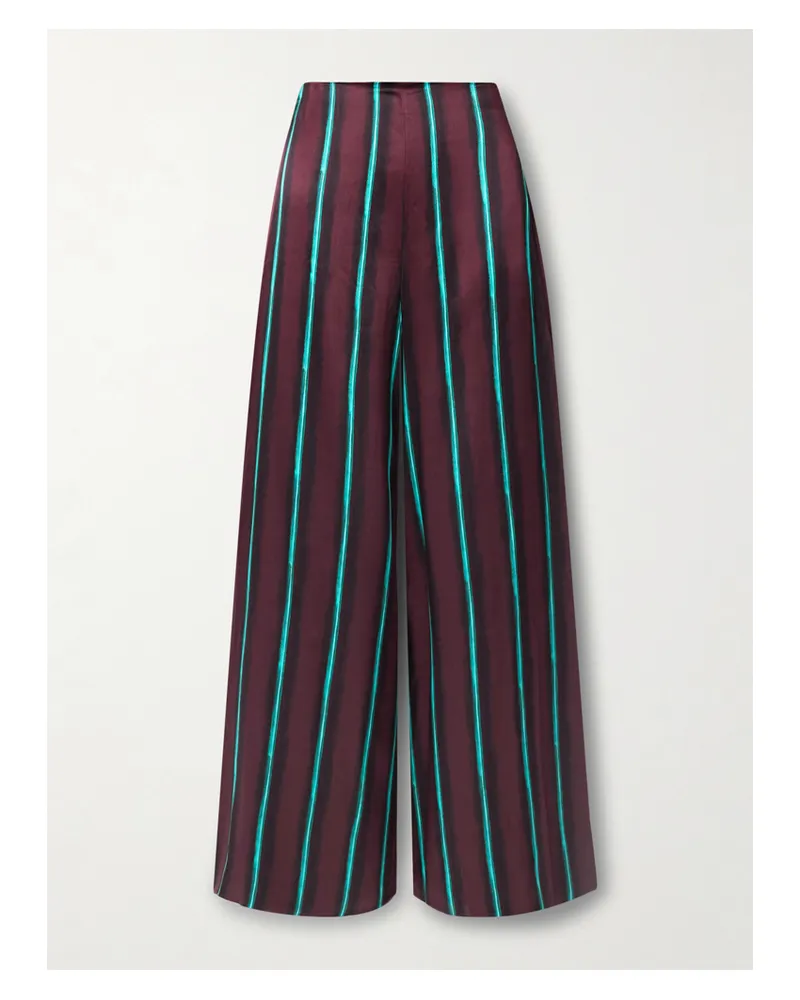 Roksanda Ilincic Arneau Hose Mit Weitem Bein Aus Gestreiftem Seidensatin - Mehrfarbig Mehrfarbig
