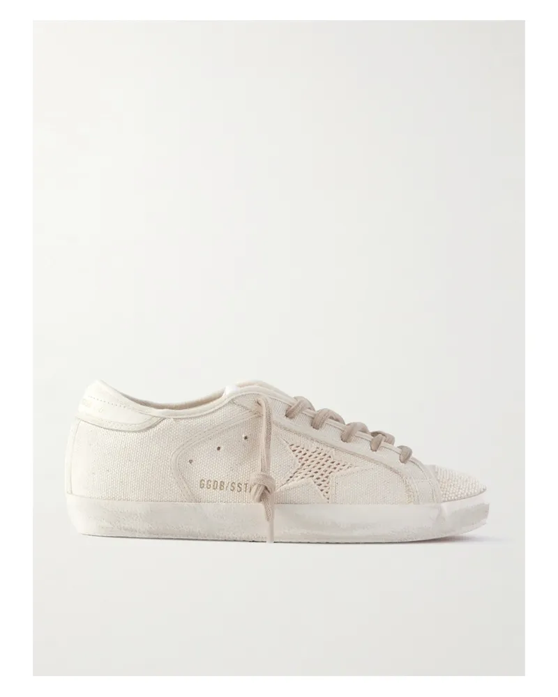 Golden Goose Super-star Sneakers Aus Canvas Mit Lederbesätzen Und Zierperlen - Wollweiß Wollweiß