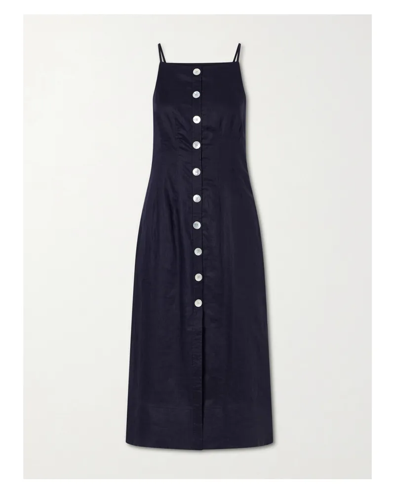 Veronica Beard Georges Linen Midi Dress - Blue Blue