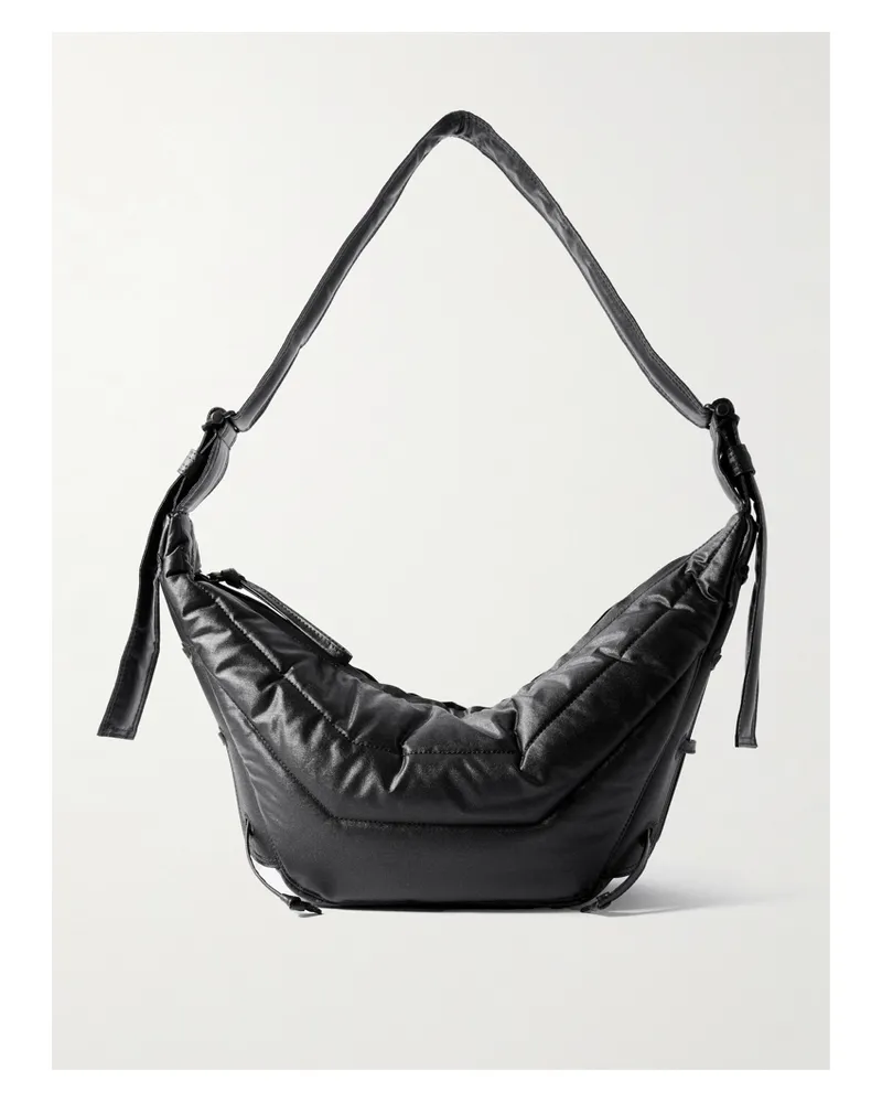 Christophe Lemaire Soft Game Small Quilted Coated-cotton Shoulder Bag - Black Black