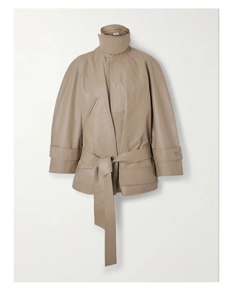 Victoria Beckham Verkürzte Lederjacke Mit Gürtel - Braun Braun