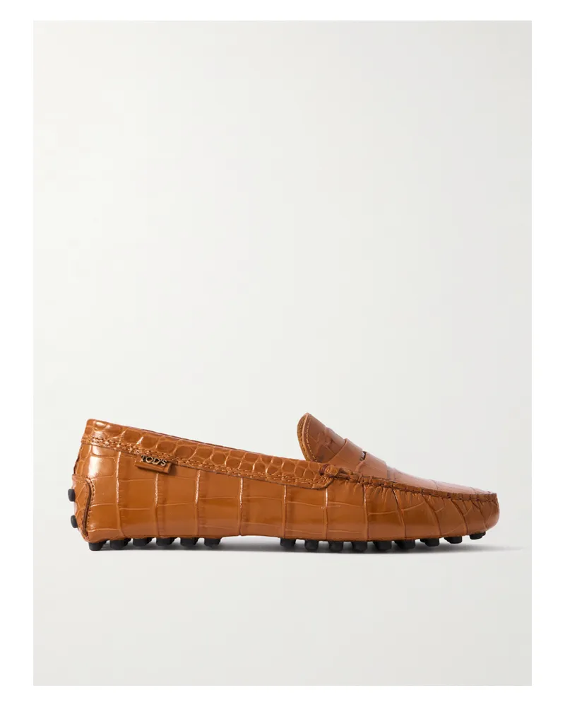 TOD'S Gommino Loafers Aus Leder Mit Krokodileffekt - Braun Braun