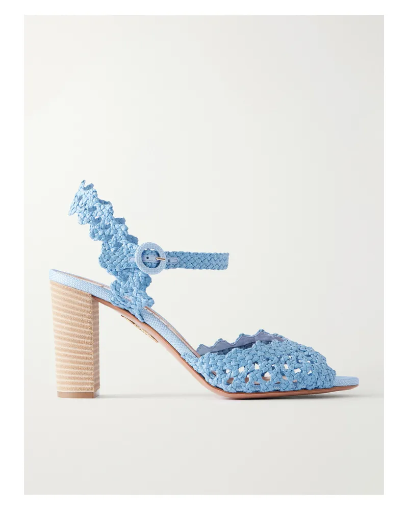 Aquazzura Bossa Nova 85 Raffia Sandals - Blue Blue