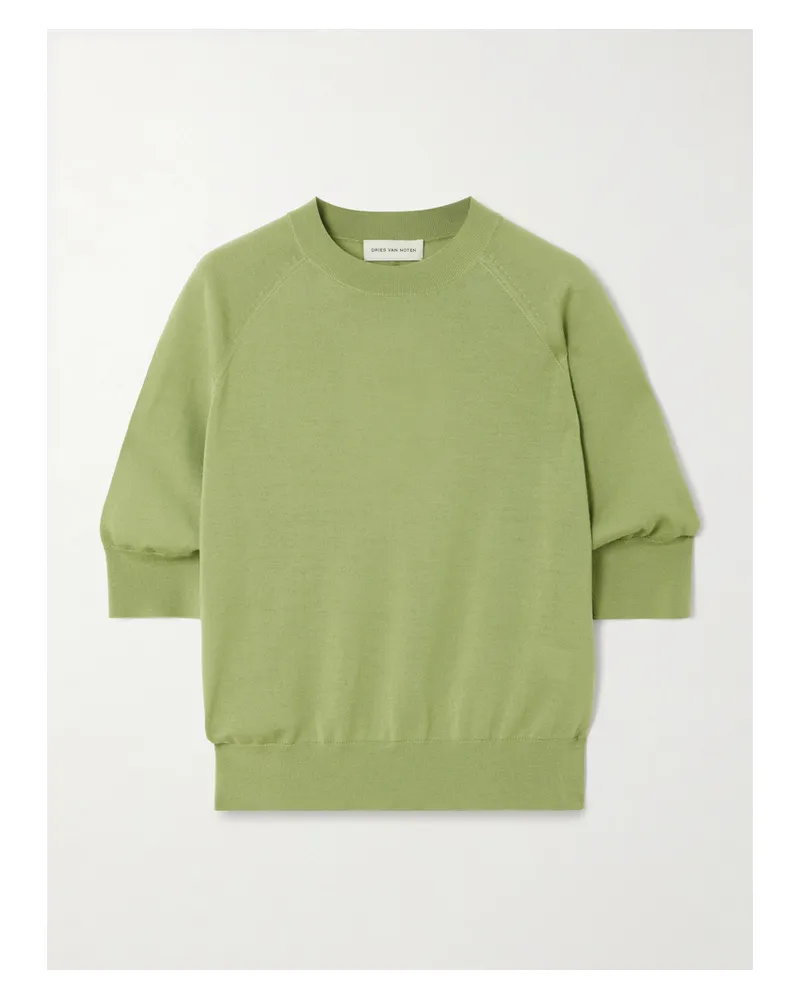 Dries van Noten Kurzärmeliger Wollpullover - Grün Grün