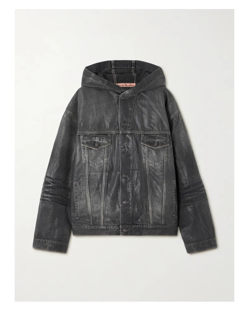 Acne Studios Kapuzenjacke Aus Beschichtetem Bio-denim - Schwarz Schwarz