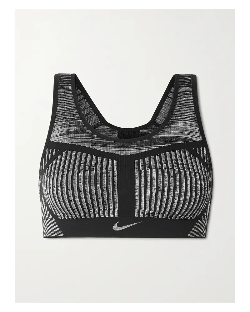 Nike Fe/nom Flyknit Sport-bh Mit Streifen - Schwarz Schwarz