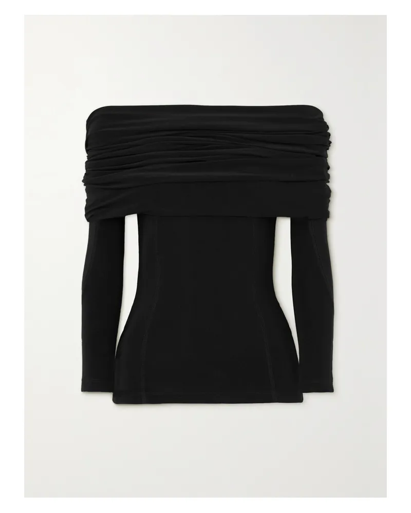 AZ FACTORY Lutz Huelle Schulterfreies Oberteil Aus Stretch-jersey Mit Raffungen - Schwarz Schwarz