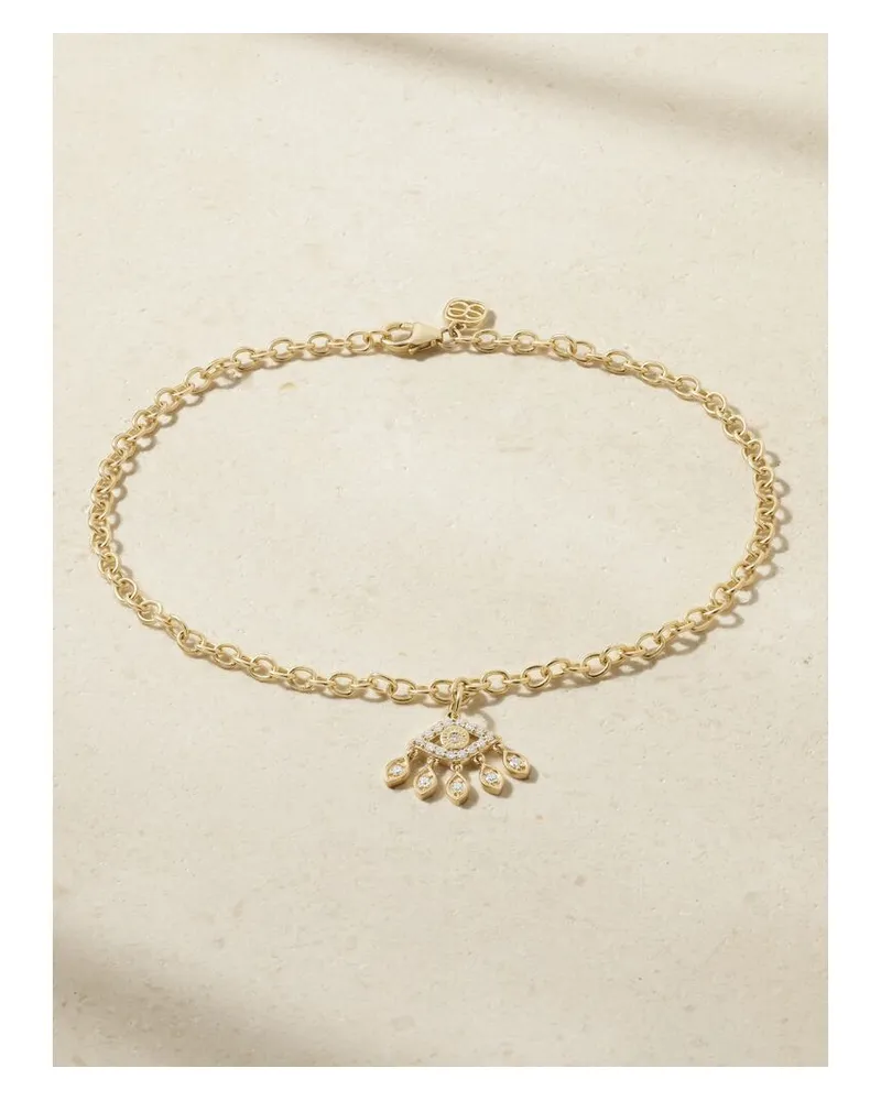 Sydney Evan Evil Eye Fußkettchen Aus 14 Karat Gold Mit Diamanten Gold