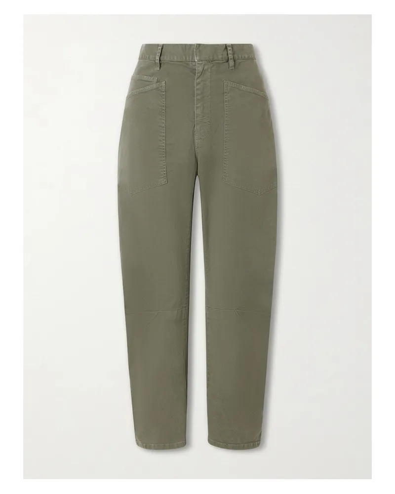 Nili Lotan Shon Cotton-blend Twill Tapered Pants - Green Green
