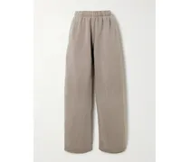 Cotton-jersey Wide-leg Track Pants - Brown