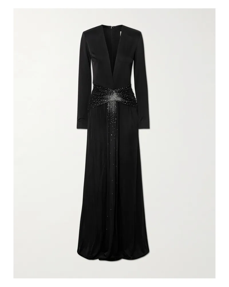 The New Arrivals Ilkyaz Ozel Azure Robe Aus Stretch-jersey Mit Raffungen Und Kristallen - Schwarz Schwarz