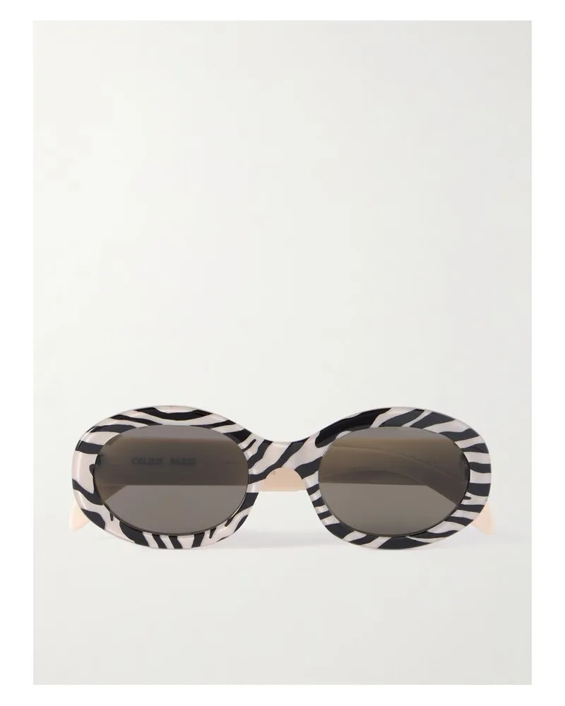 Celine Sonnenbrille Mit Rundem Rahmen Aus Azetat Mit Zebramuster - Animal-Print Animal-print