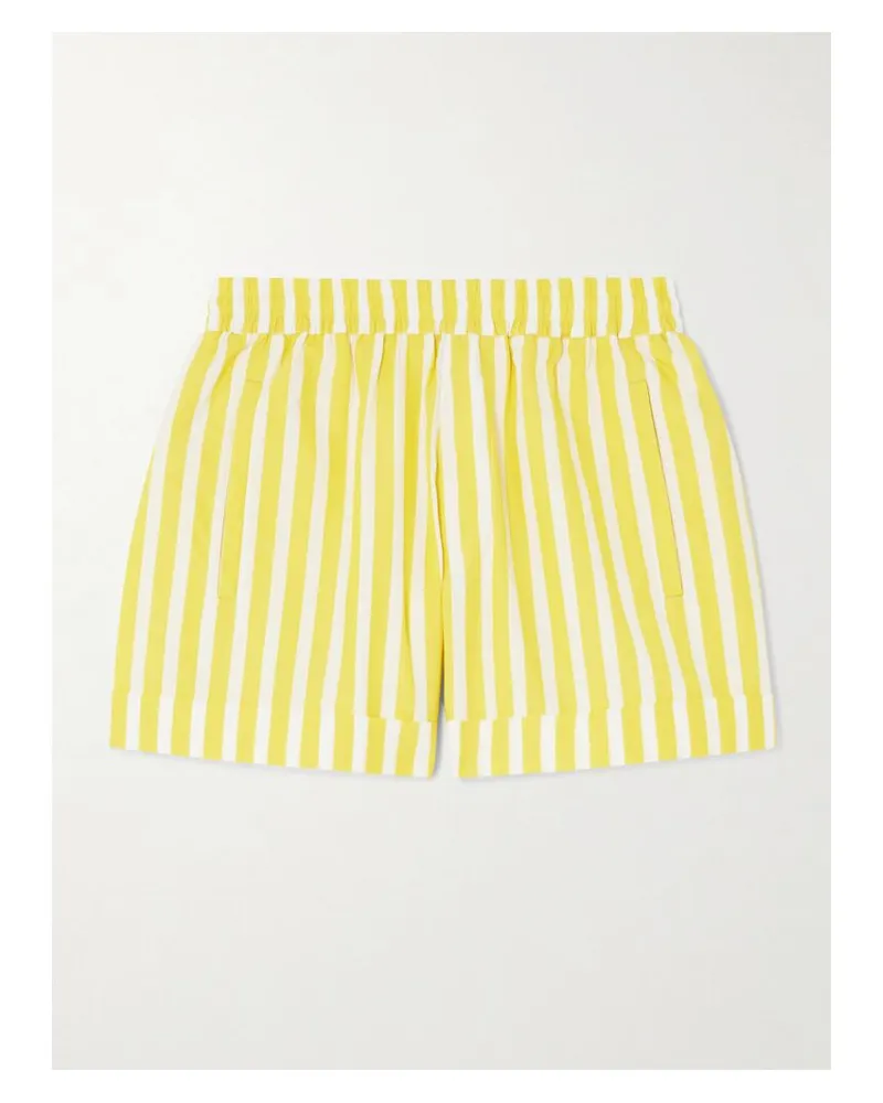 Suzie Kondi Banker Shorts Aus Gestreifter Baumwollpopeline - Gelb Gelb