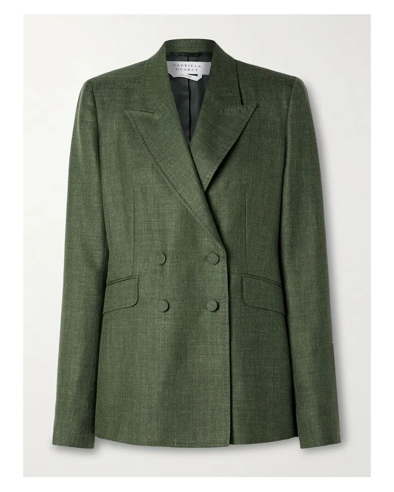 Gabriela Hearst Angela Doppelreihiger Blazer Aus Einer Mischung Aus Wolle, Seide Und Leinen - Grün Grün